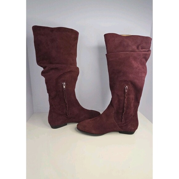 Array Burgundy Suede Low Heel Slouch Boots Sz 6.5 W Minimalist Comfort @ Work - Picture 6 of 9